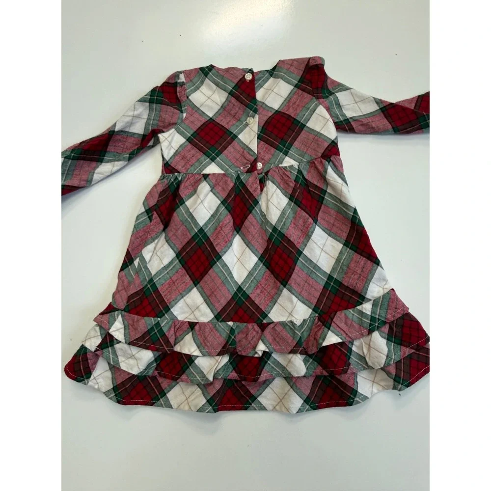 Gymboree Girls Red Green Plaid Holiday Ruffle Dress Long Sleeve Christmas 2T